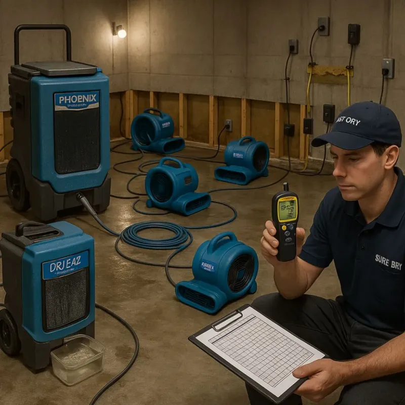 Structural Drying and Dehumidification process in Sorrento Valley, CA